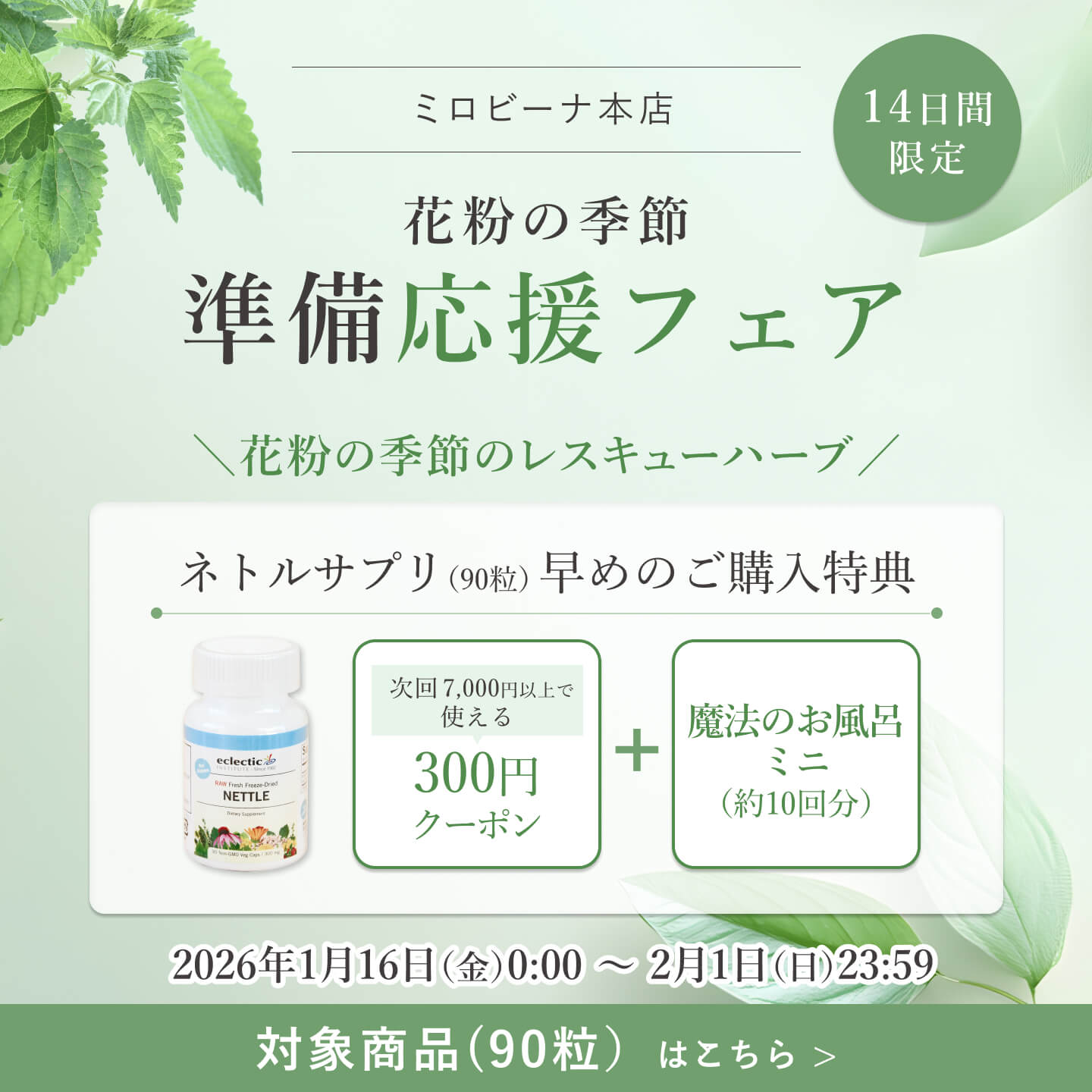 花粉準備応援フェア対象90粒はこちら